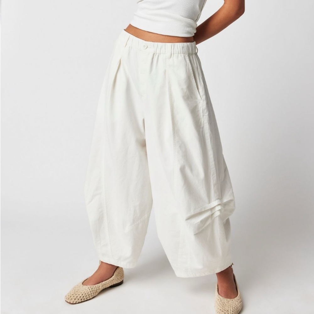 Free People White Wide Leg Jumpsuit with Flowing Silhouette